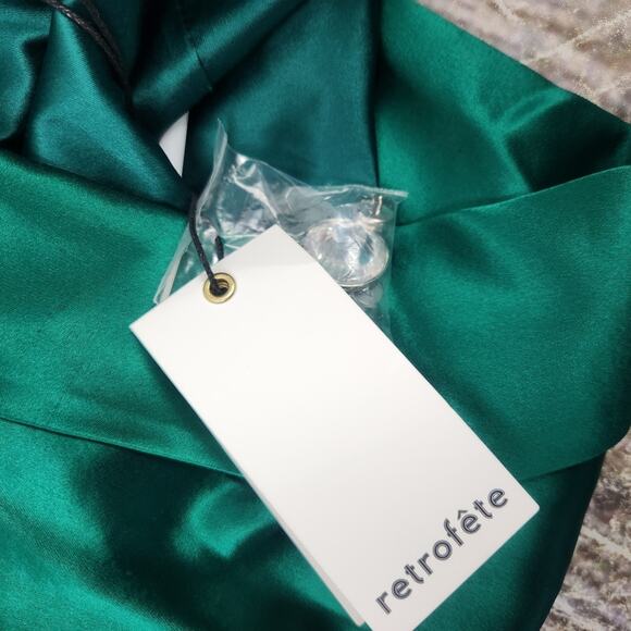 Retrofete Saige Double Breasted Blazer in Emerald Green Size Small NWT Satin - Picture 7 of 11